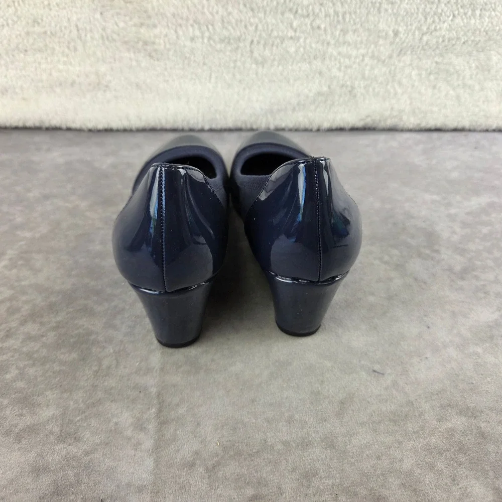 LifeStride Soft System Navy Blue Patent Wedge Pumps Shoes Womens 7M S2163